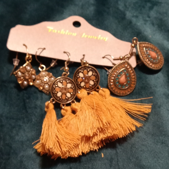 Trio of Earrings Tourquois or orange - Picture 5 of 8